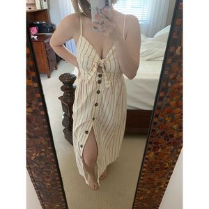 Striped Tie Front Midi Dress